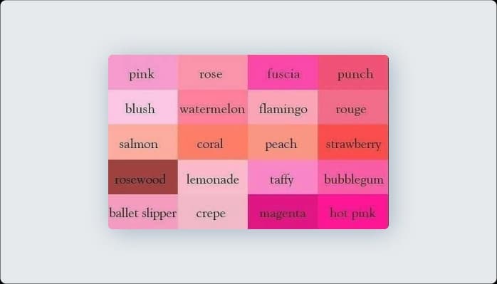 Image for Color variations of pink color