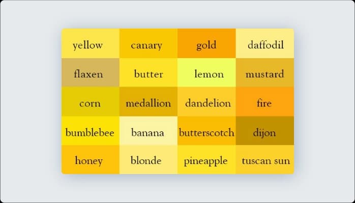 Image for Color variations of yellow