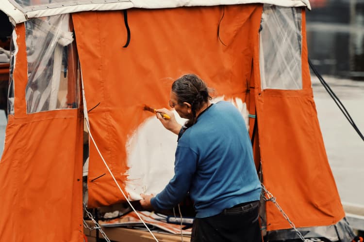 Tent Repair in Progress