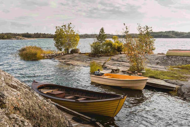 Lakeside Boats in Autumn