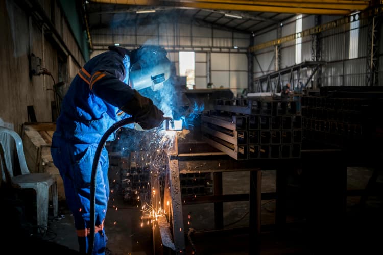 Industrial Welder at Work