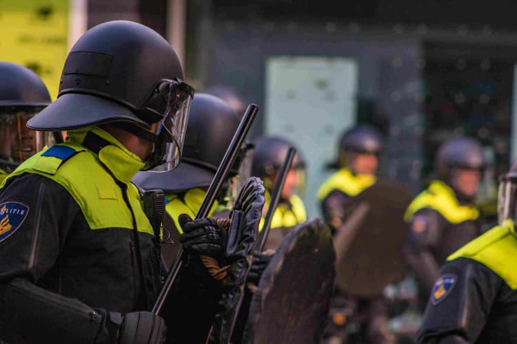 Riot police in formation