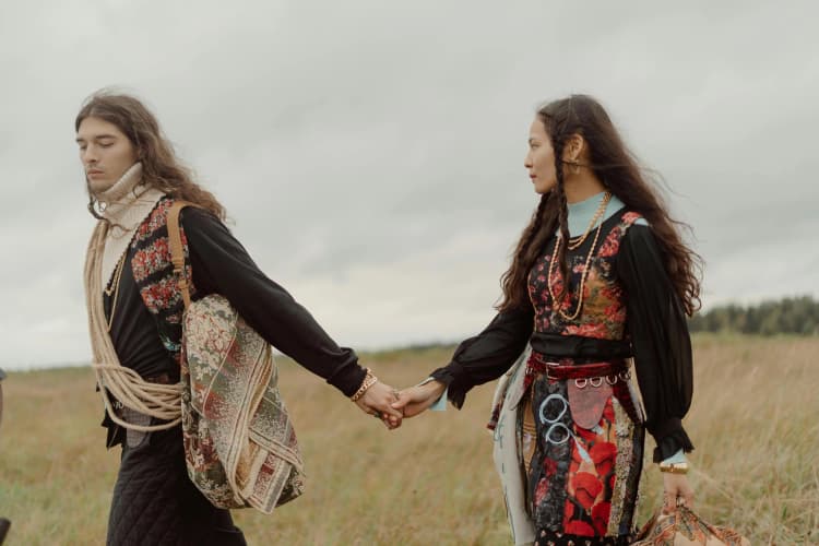 Bohemian Couple in Field