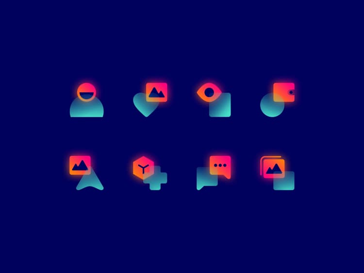 Gradient mobile app icons