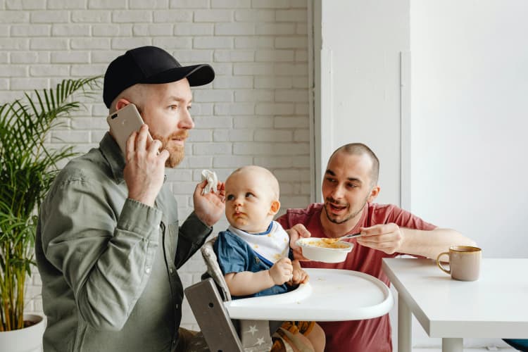 Family mealtime with baby