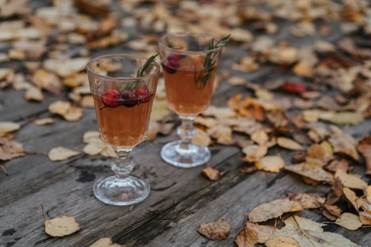 Autumn Cocktails on Wood