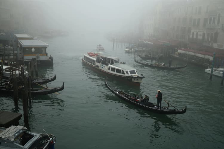 Misty Venice Canal Scene