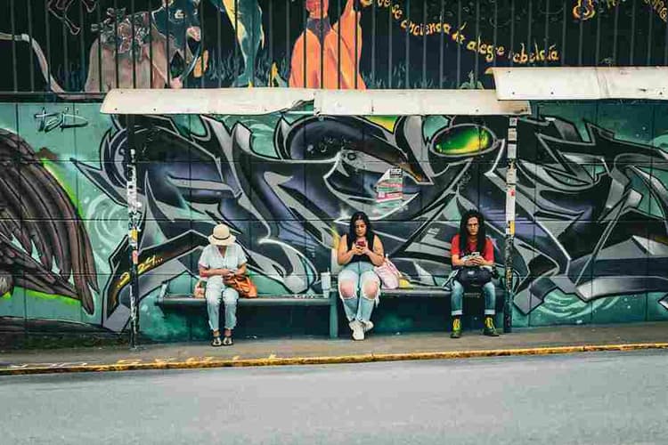 Street Art Bench Scene