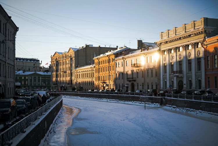 Snowy St. Petersburg Canal